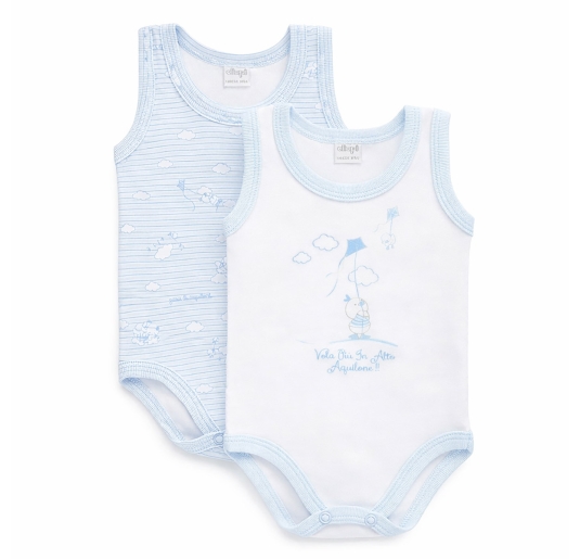 Baby bodysuit 100% cotton sleeveless wide shoulder set pink and blue 2