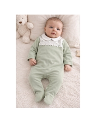 Tutina neonata in cotone jersey e San Gallo - C63019 - Coccode'