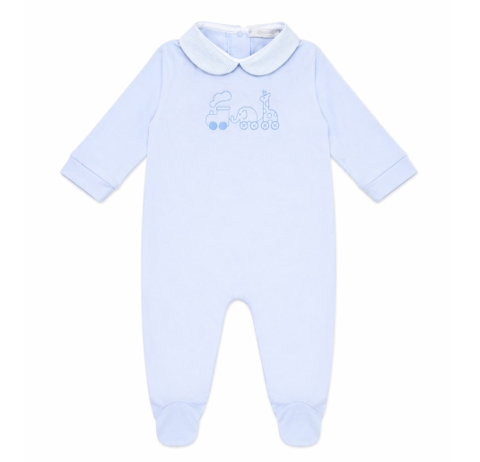 Tutina neonato in cotone jersey con ricamo Trenino -...
