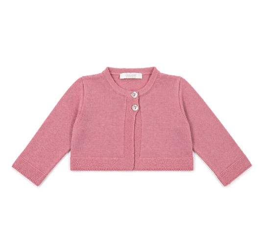 Giacchina neonata cotone tricot rosa con bottoni frontali