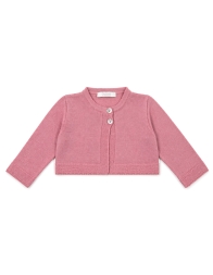 Giacchina neonata cotone tricot rosa con bottoni frontali