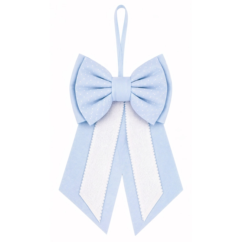 Blue birth bow with Aida fabric for...