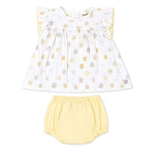 Baby girl dress with bloomers in cotton jersey teddy bear print Coccode