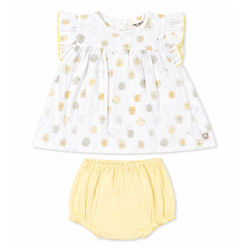 Abitino neonata con culotte in jersey cotone stampa orsetti Coccode