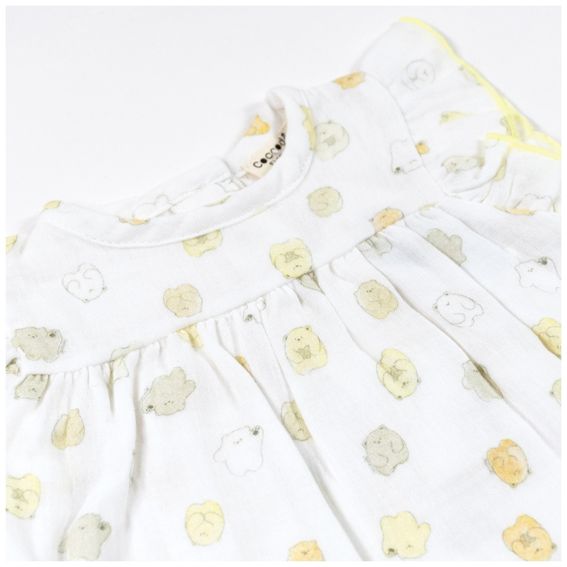 Baby girl dress with bloomers in lightweight cotton jersey with bears