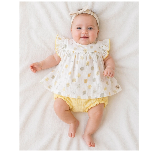 Baby girl dress with bloomers in cotton jersey teddy bear print Coccode 2