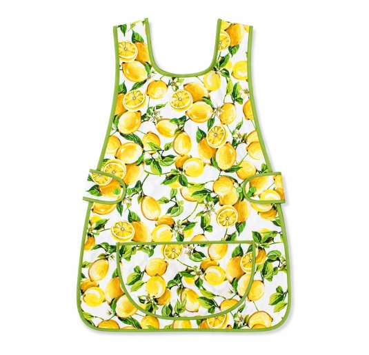 Apron dress with digital lemon print 2