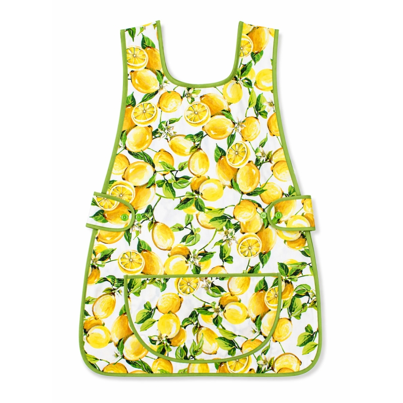 Apron dress with digital lemon print