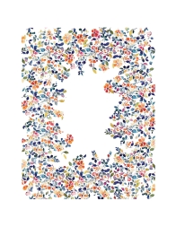 Tovaglia cotone foglie multicolor con bordo decorato e centro bianco