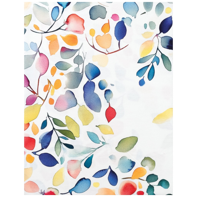 Tovaglia cotone foglie multicolor stampa digitale con design perimetrale