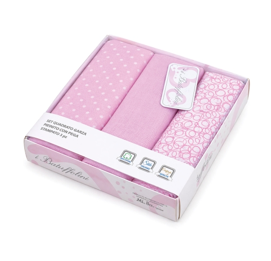 Set di 3 quadrati di garza fantasia - B316/10R - Batuffolini