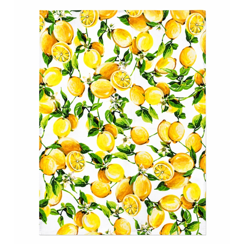 Lemon print pure cotton tea towel 50x70 cm by Corredo Italiano