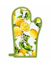 Lemon print oven glove in pure cotton with Amalfi digital print standard kitchen size