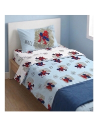 Letto singolo cameretta con lenzuola Marvel Spiderman coordinate ambiente bambino