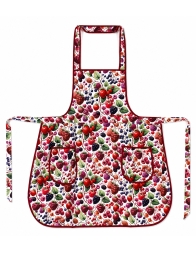cotton kitchen apron with bib berry print and front pockets