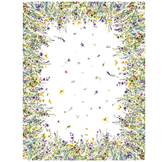 Cotton floral tablecloth multicolor digital print with border design 2