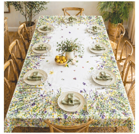 Tovaglia cotone floreale multicolor stampa digitale con design perimetrale