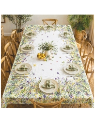 Cotton floral tablecloth multicolor digital print with border design