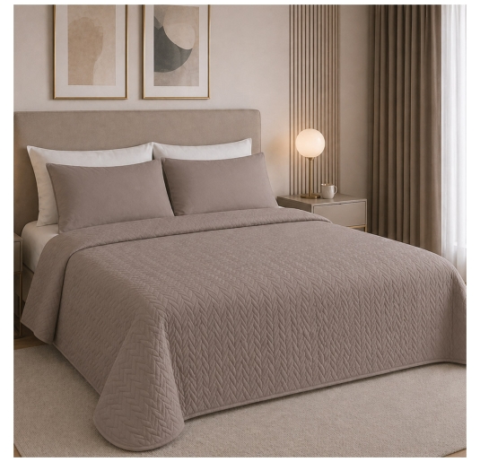 Copriletto trapuntato in raso di puro cotone matrimoniale - Elegance - Corredo Italiano 2