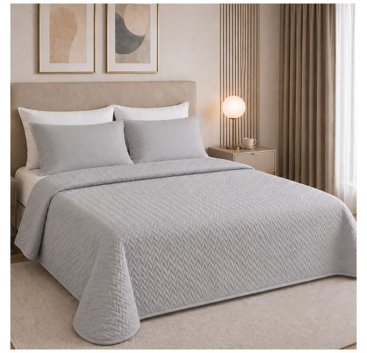 Copriletto trapuntato in raso di puro cotone matrimoniale - Elegance - Corredo Italiano