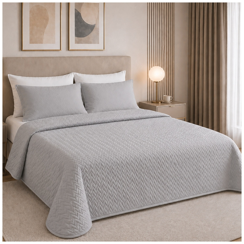 Copriletto trapuntato in raso di puro cotone matrimoniale - Elegance - Corredo Italiano