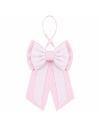 Pink cotton baby birth bow with Aida fabric 25x35 cm central bow and decorative ribbons