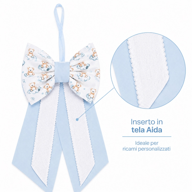 Close-up of pure cotton fabric with Aida insert for personalized embroidery detail