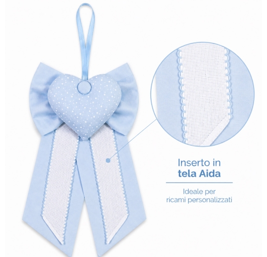 Fiocco nascita con tela aida da ricamare CI135AZ 2