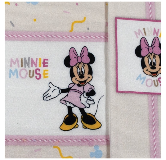 Set lenzuola culletta carrozzina Minnie puro cotone con federa e lenzuolo con angoli elasticizzati 2