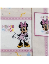minnie mouse printed cotton fabric detail with colourful pattern and smooth texture