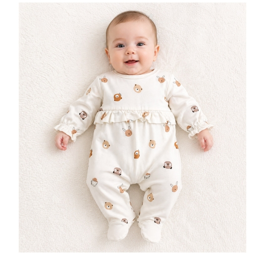 Baby girl bamboo jersey sleepsuit – Amici Caramel – Coccode’ 2