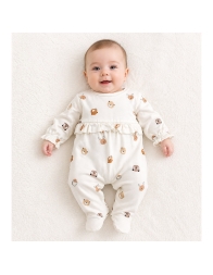 Baby girl bamboo jersey sleepsuit – Amici Caramel – Coccode’