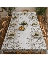 Cotton tablecloth birds pattern on table set