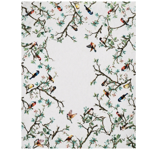 Cotton tablecloth birds pattern on table set 2