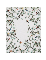 Cotton tablecloth birds pattern with decorated border and clean center