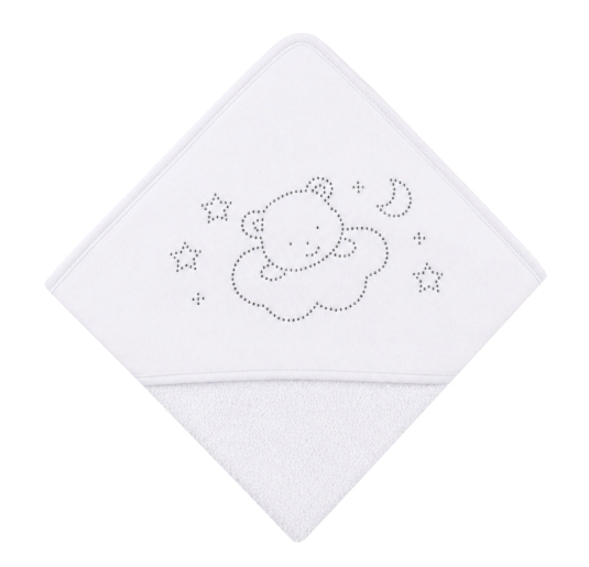 Baby triangular hooded towel white cotton with hood