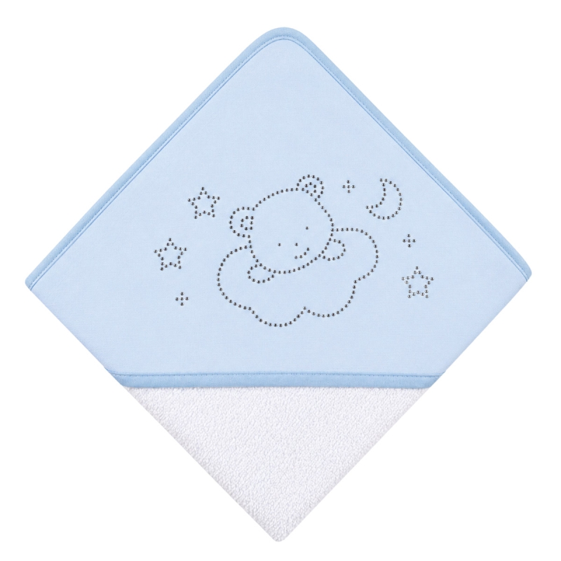 Accappatoio triangolo neonato in spugna cotone con cappuccio e strass