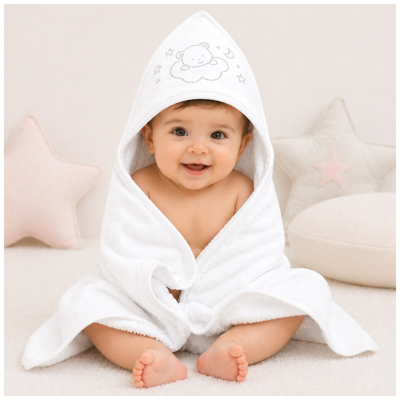 Baby triangular hooded towel cotton terry with rhinestones