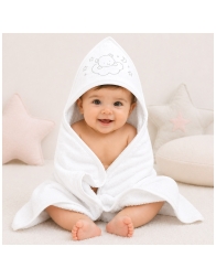 Accappatoio triangolo neonato in spugna cotone con cappuccio e strass