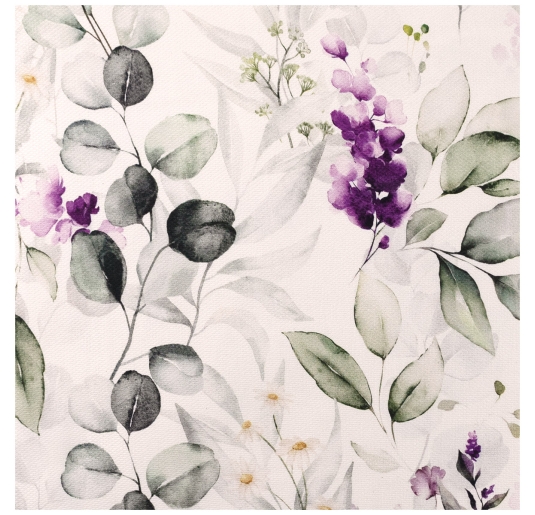 Double bed bedspread breathable cotton piquet with lavender and eucalyptus pattern 2