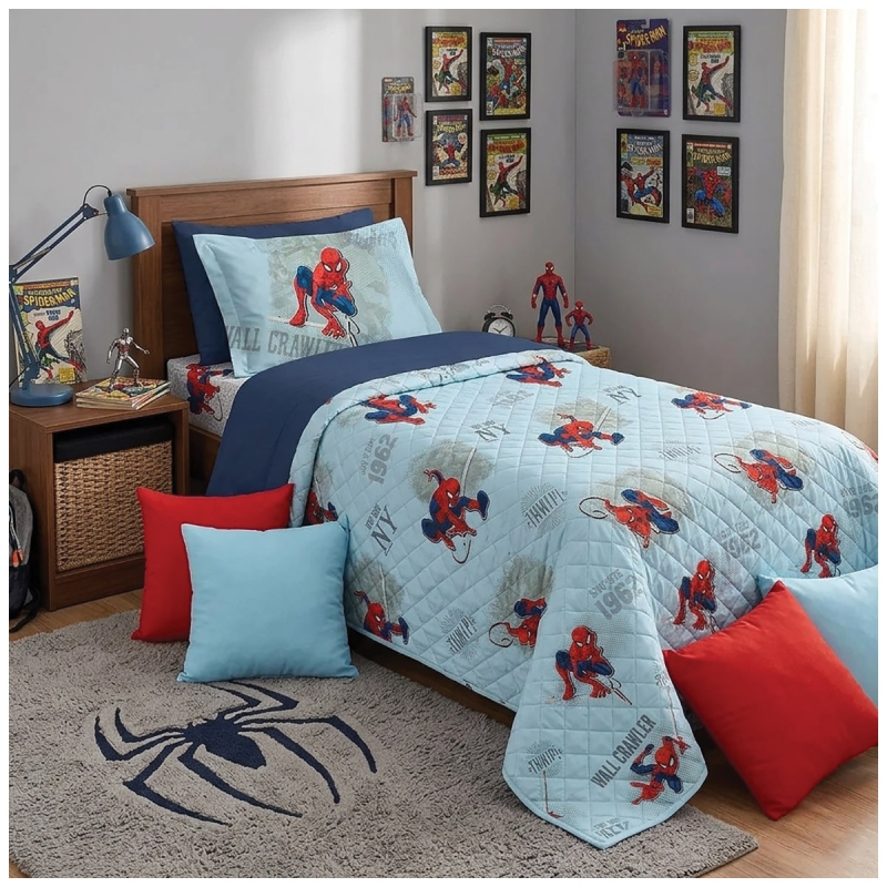 Copriletto trapuntato 1 posto Spiderman Marvel stampa azione letto singolo