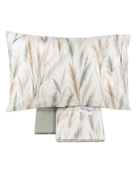 Double bed sheet set in percale with bedspread effect – Natural Wheat Pattern – Corredo Italiano