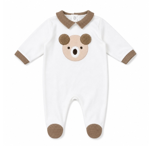 Chenille baby boy onesie with bear by Le Chicche TU6540