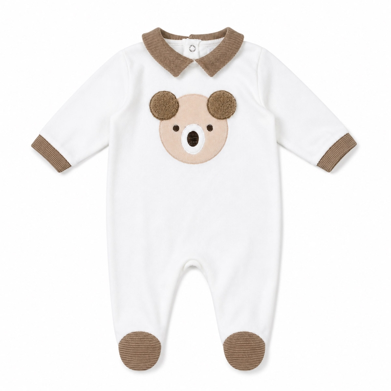 Chenille baby boy onesie with bear by Le Chicche TU6540
