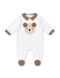 Chenille baby boy onesie with bear by Le Chicche TU6540