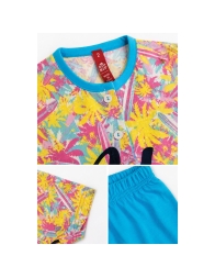 pigiama bambino corto cotone set estivo con t-shirt colorata e shorts