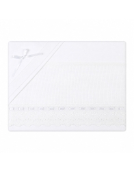 Cradle and pram embroidered sheet set – CI1305SGB – Corredo Italiano