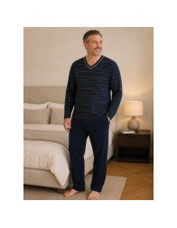 Pigiama uomo in puro cotone con scollo a V - 2104 - Diliar