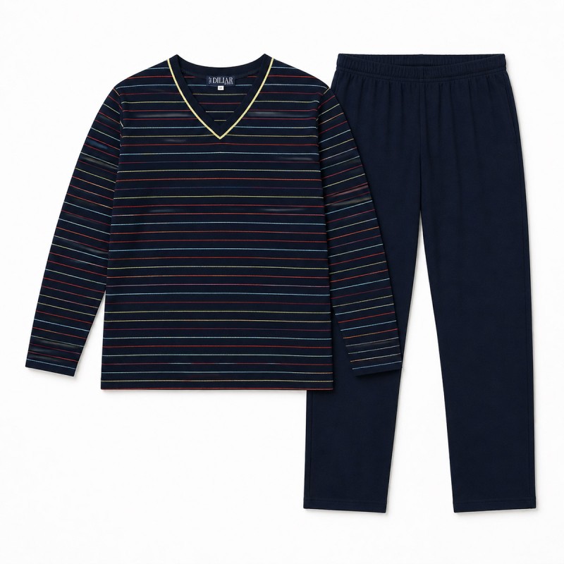 Men’s pure cotton pajamas with V-neck...