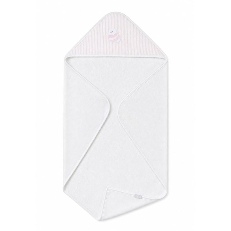 baby triangle hooded towel cotton terry with embroidered bee